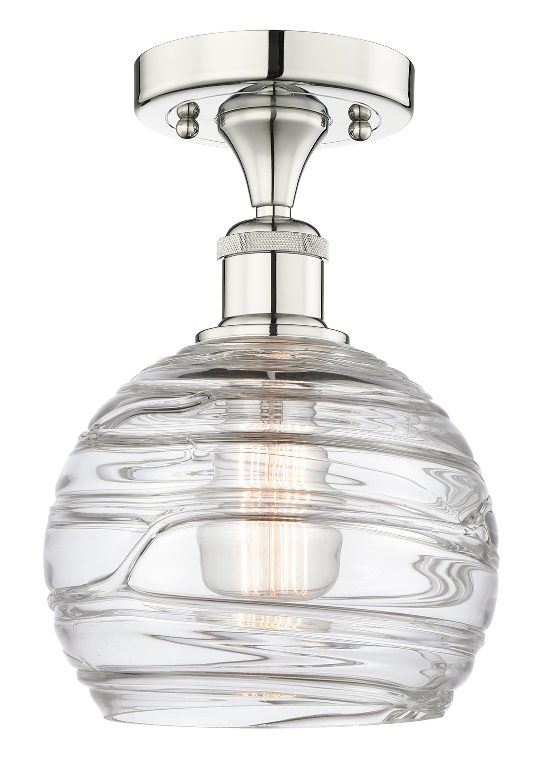 Innovations Lighting Athens Deco Swirl 8" Semi-Flush Mount - Polished Nickel Ceiling Semi Flush Mounts Innovations Lighting Clear Deco Swirl ; Glass Type: Cleat  