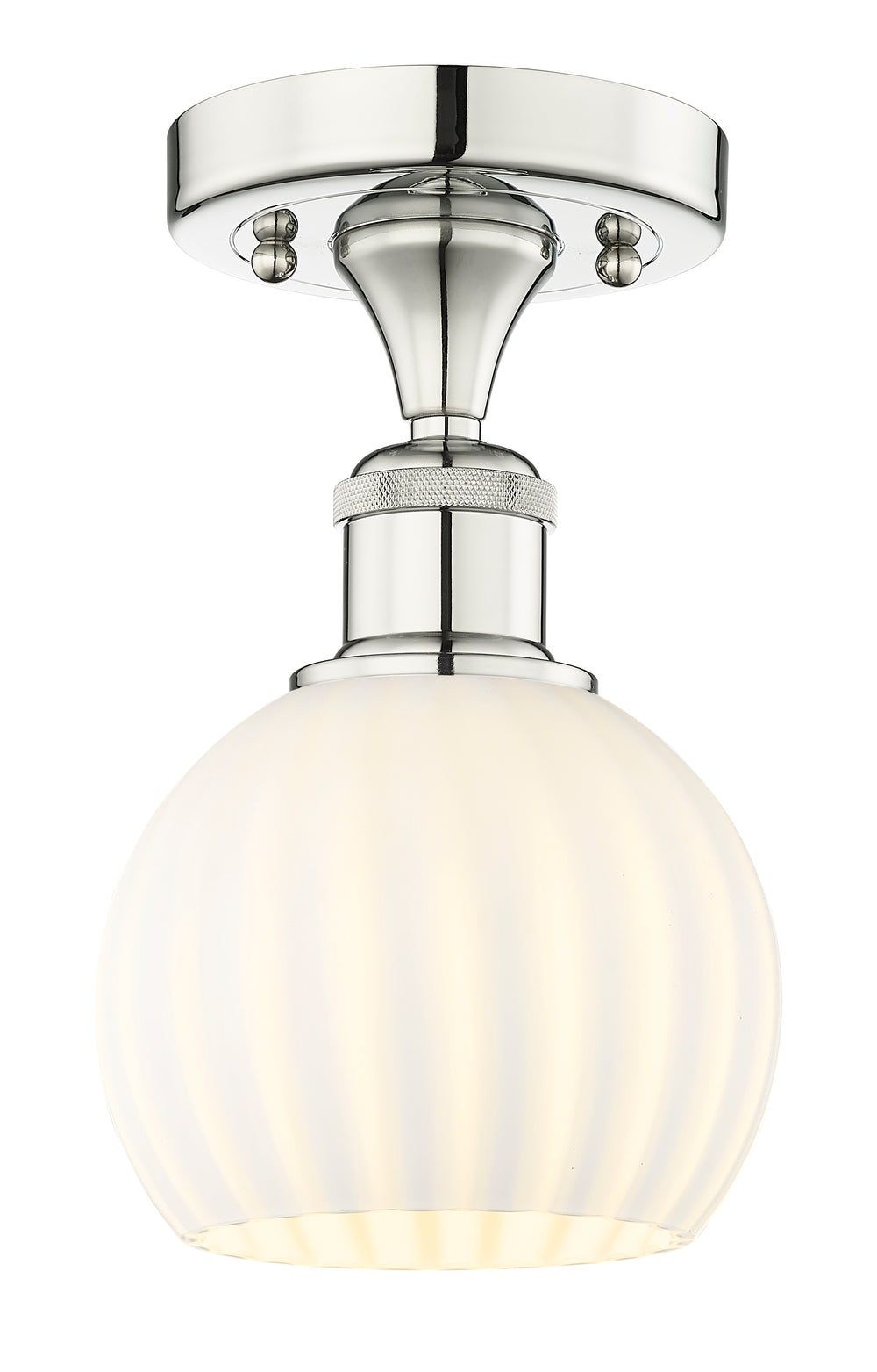 Innovations Lighting White Venetian 6" Semi-Flush Mount - Polished Nickel