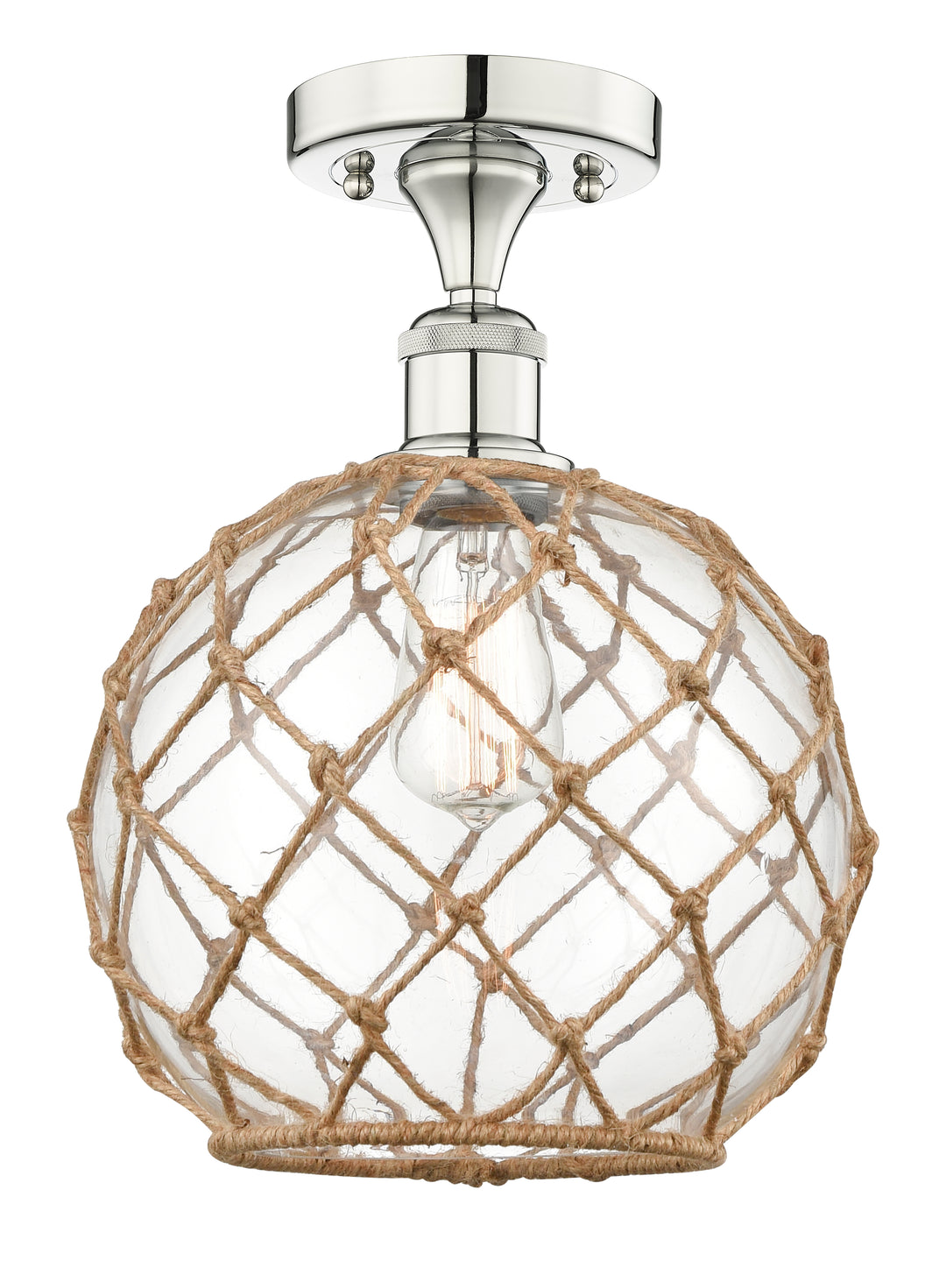 Innovations Lighting Farmhouse Rope 10" Semi-Flush Mount - Polished Nickel