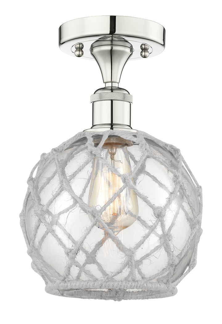 Innovations Lighting Farmhouse Rope 8" Semi-Flush Mount - Polished Nickel