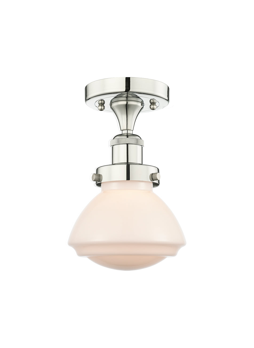 Innovations Lighting Olean 6.75" Semi-Flush Mount - Polished Nickel Ceiling Semi Flush Mounts Innovations Lighting Matte White ; Glass Type: Frosted; Ribbed  