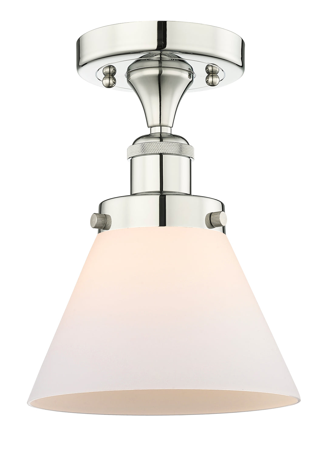 Innovations Lighting Cone 8" Semi-Flush Mount - Polished Nickel Ceiling Semi Flush Mounts Innovations Lighting Matte White ; Glass Type: Frosted  