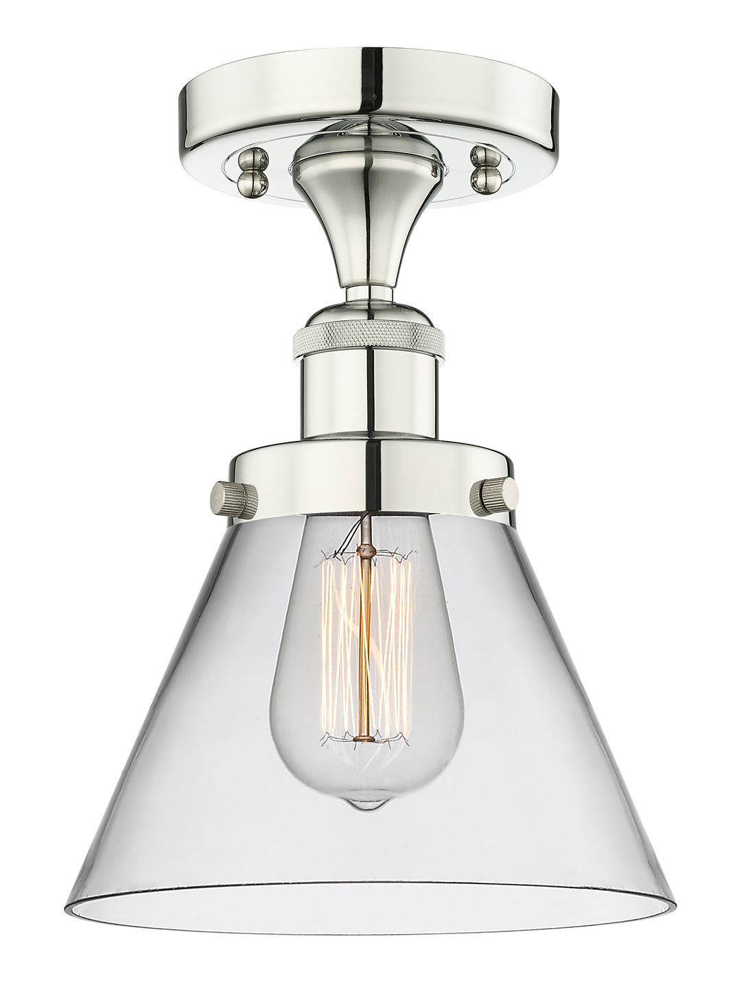 Innovations Lighting Cone 8" Semi-Flush Mount - Polished Nickel Ceiling Semi Flush Mounts Innovations Lighting Clear ; Glass Type: Transparent  