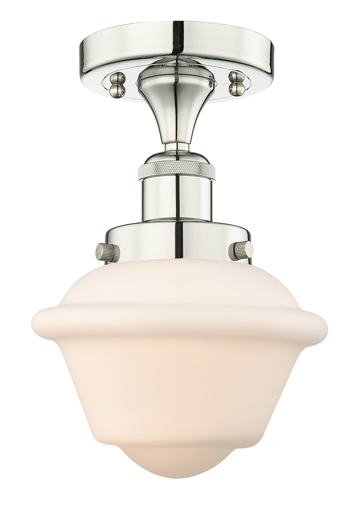 Innovations Lighting Oxford 7.5" Semi-Flush Mount - Polished Nickel Ceiling Semi Flush Mounts Innovations Lighting Matte White ; Glass Type: Frosted; Ribbed  