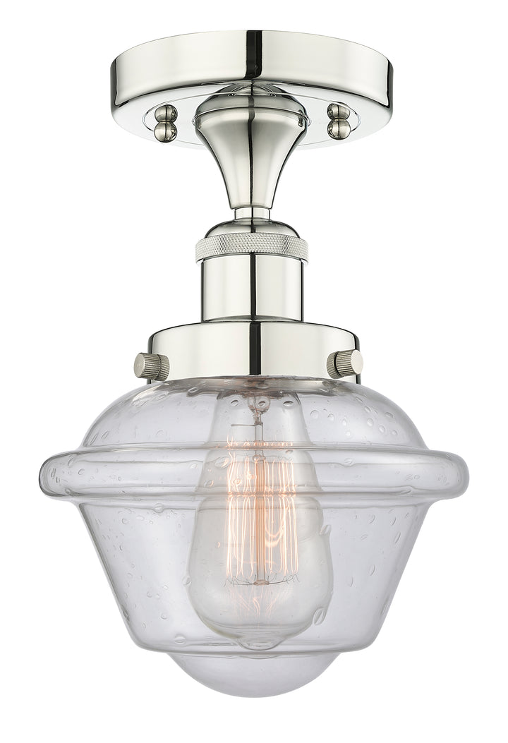 Innovations Lighting Oxford 7.5" Semi-Flush Mount - Polished Nickel Ceiling Semi Flush Mounts Innovations Lighting Seedy ; Glass Type: Seedy; Ribbed  