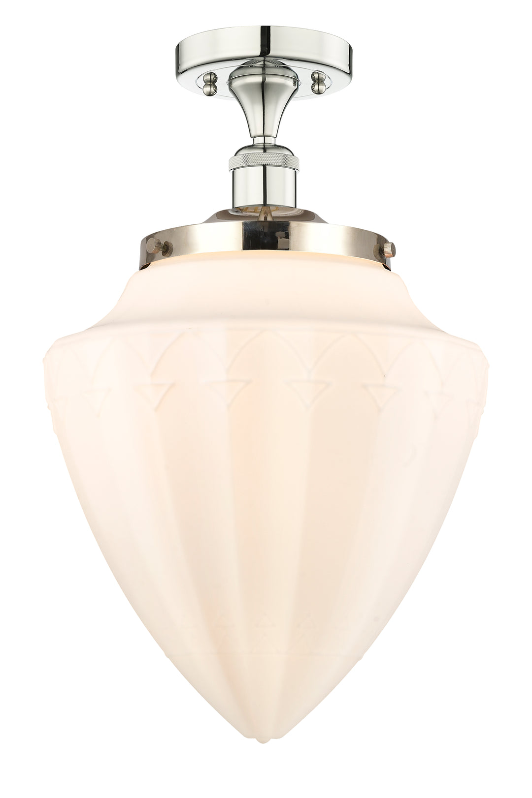 Innovations Lighting Bridgeton 15.75" Semi-Flush Mount Ceiling Semi Flush Mounts Innovations Lighting Polished Nickel Matte White ; Glass Type: Frosted 