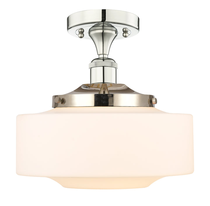 Innovations Lighting Bridgeton 12" Semi-Flush Mount - Polished Nickel Ceiling Semi Flush Mounts Innovations Lighting Matte White ; Glass Type: Frosted  