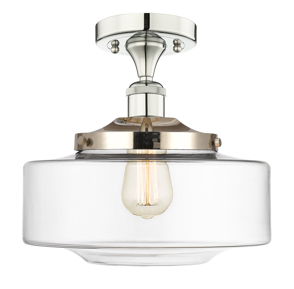 Innovations Lighting Bridgeton 12" Semi-Flush Mount - Polished Nickel Ceiling Semi Flush Mounts Innovations Lighting Clear ; Glass Type: Transparent  