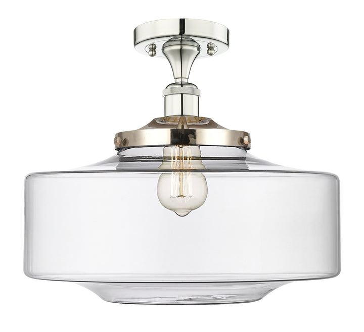 Innovations Lighting Bridgeton 16" Semi-Flush Mount - Polished Nickel Ceiling Semi Flush Mounts Innovations Lighting Clear ; Glass Type: Transparent  