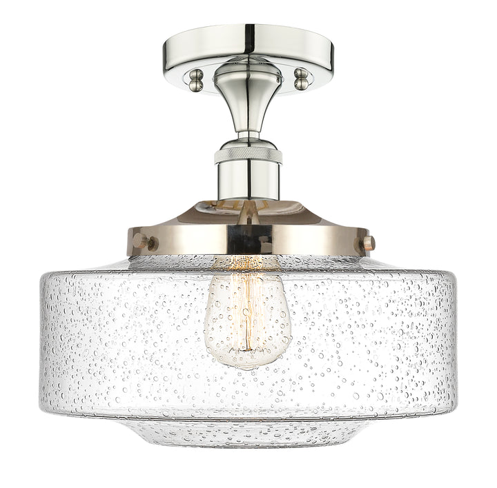 Innovations Lighting Bridgeton 12" Semi-Flush Mount - Polished Nickel Ceiling Semi Flush Mounts Innovations Lighting Seedy ; Glass Type: Seeded  