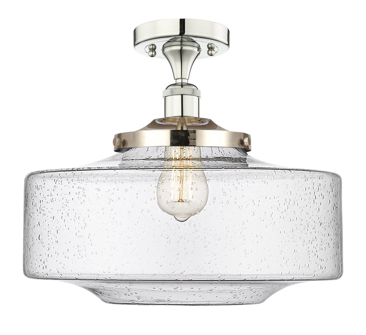 Innovations Lighting Bridgeton 16" Semi-Flush Mount - Polished Nickel Ceiling Semi Flush Mounts Innovations Lighting Seedy ; Glass Type: Seeded  