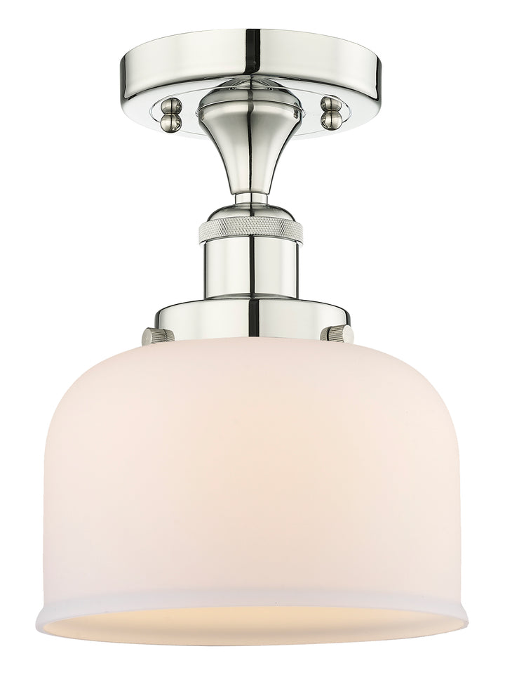 Innovations Lighting Bell 8" Semi-Flush Mount - Polished Nickel Ceiling Semi Flush Mounts Innovations Lighting Matte White ; Glass Type: Frosted  