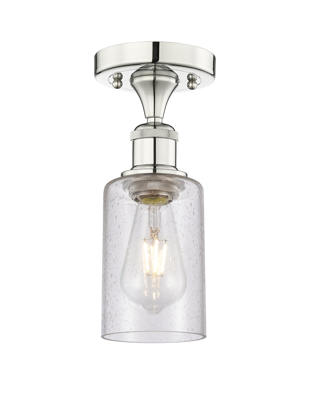 Innovations Lighting Clymer 4" Semi-Flush Mount - Polished Nickel Ceiling Semi Flush Mounts Innovations Lighting Seedy ; Glass Type: Transparent  