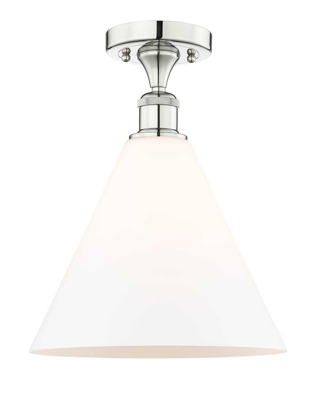 Innovations Lighting Berkshire Glass 12" Semi-Flush Mount - Polished Nickel Ceiling Semi Flush Mounts Innovations Lighting Matte White ; Glass Type: White  