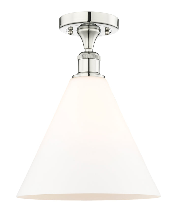 Innovations Lighting Berkshire Glass 12" Semi-Flush Mount - Polished Nickel Ceiling Semi Flush Mounts Innovations Lighting Matte White ; Glass Type: White  