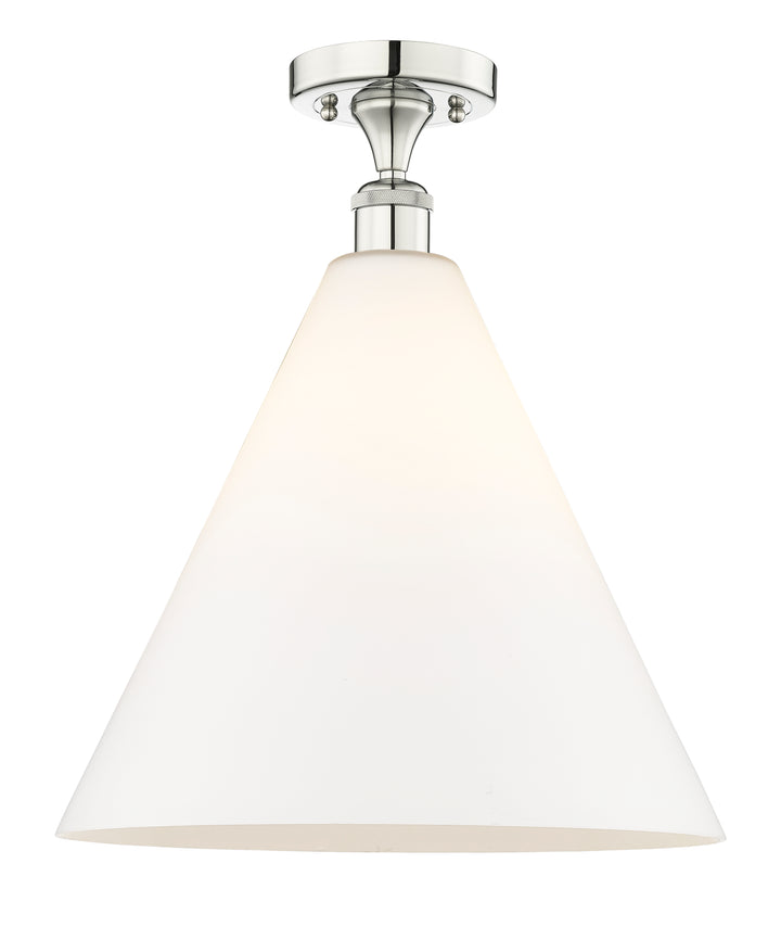 Innovations Lighting Berkshire Glass 16" Semi-Flush Mount - Polished Nickel Ceiling Semi Flush Mounts Innovations Lighting Matte White ; Glass Type: White  