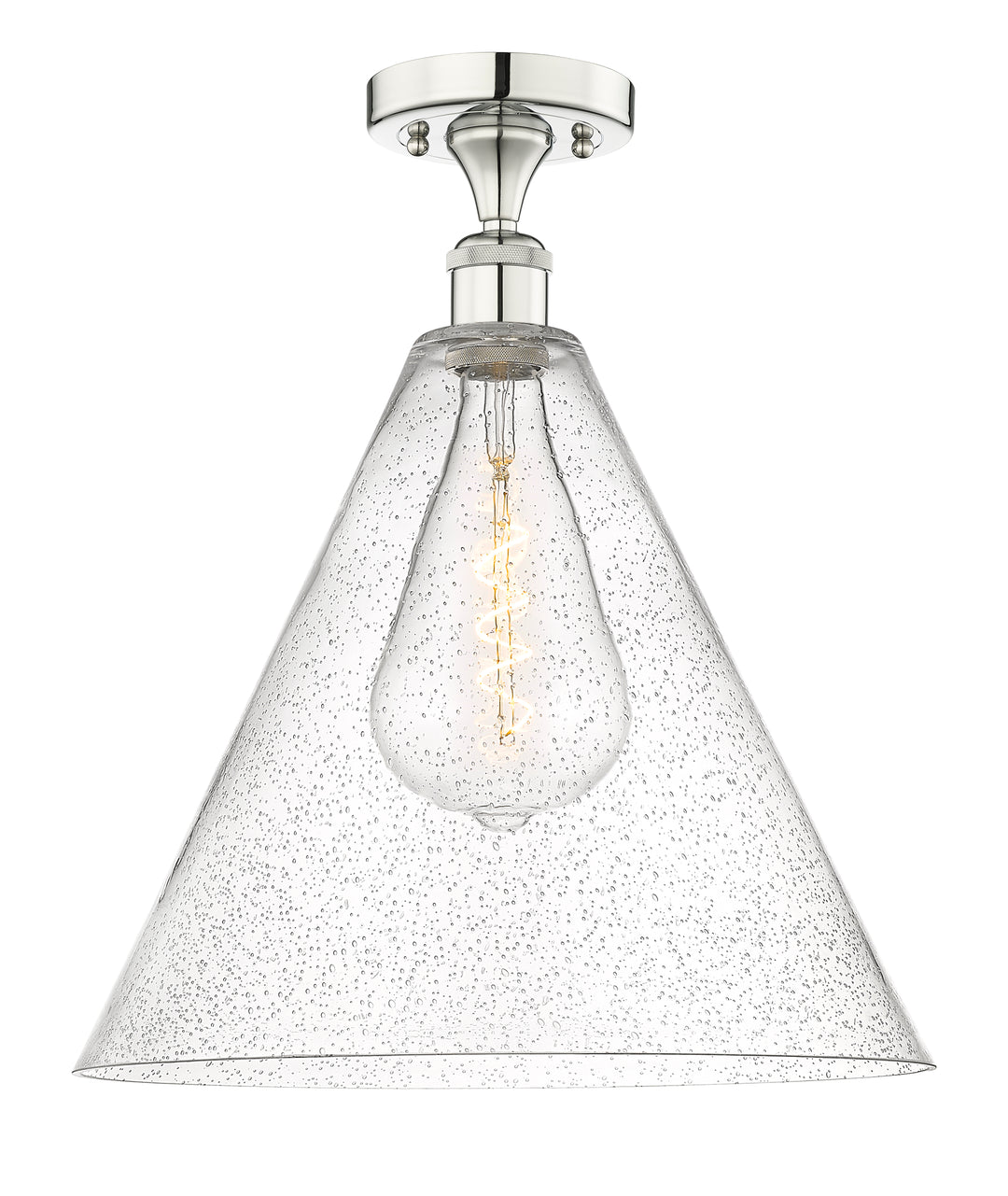 Innovations Lighting Berkshire Glass 16" Semi-Flush Mount - Polished Nickel Ceiling Semi Flush Mounts Innovations Lighting Seedy ; Glass Type: Seeded  