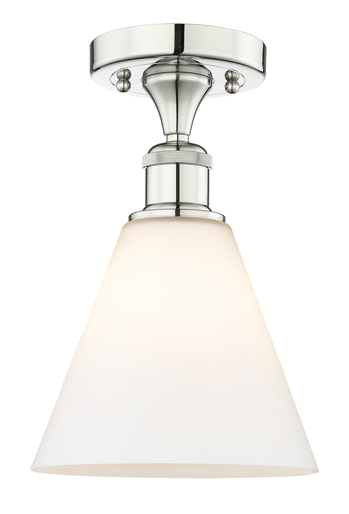 Innovations Lighting Berkshire Glass 8" Semi-Flush Mount - Polished Nickel Ceiling Semi Flush Mounts Innovations Lighting Matte White ; Glass Type: White  