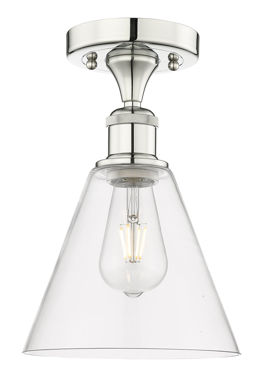 Innovations Lighting Berkshire Glass 8" Semi-Flush Mount - Polished Nickel Ceiling Semi Flush Mounts Innovations Lighting Clear ; Glass Type: Clear  