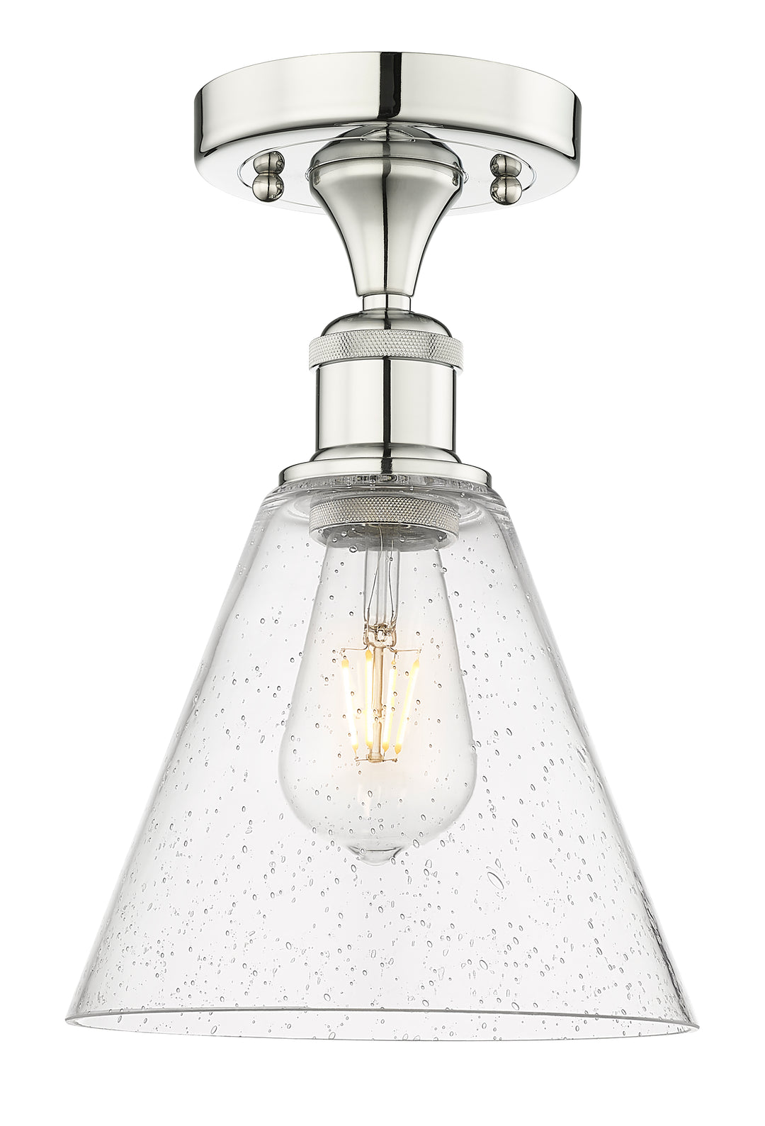 Innovations Lighting Berkshire Glass 8" Semi-Flush Mount - Polished Nickel Ceiling Semi Flush Mounts Innovations Lighting Seedy ; Glass Type: Seeded  