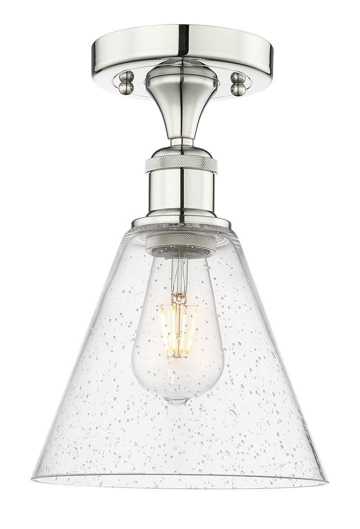 Innovations Lighting Berkshire Glass 8" Semi-Flush Mount - Polished Nickel Ceiling Semi Flush Mounts Innovations Lighting Seedy ; Glass Type: Seeded  