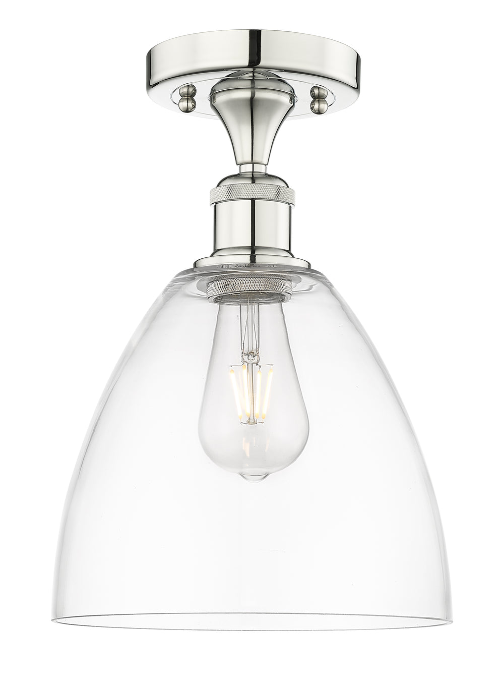 Innovations Lighting Bristol 9" Semi-Flush Mount - Polished Nickel Ceiling Semi Flush Mounts Innovations Lighting Clear ; Glass Type: Clear  