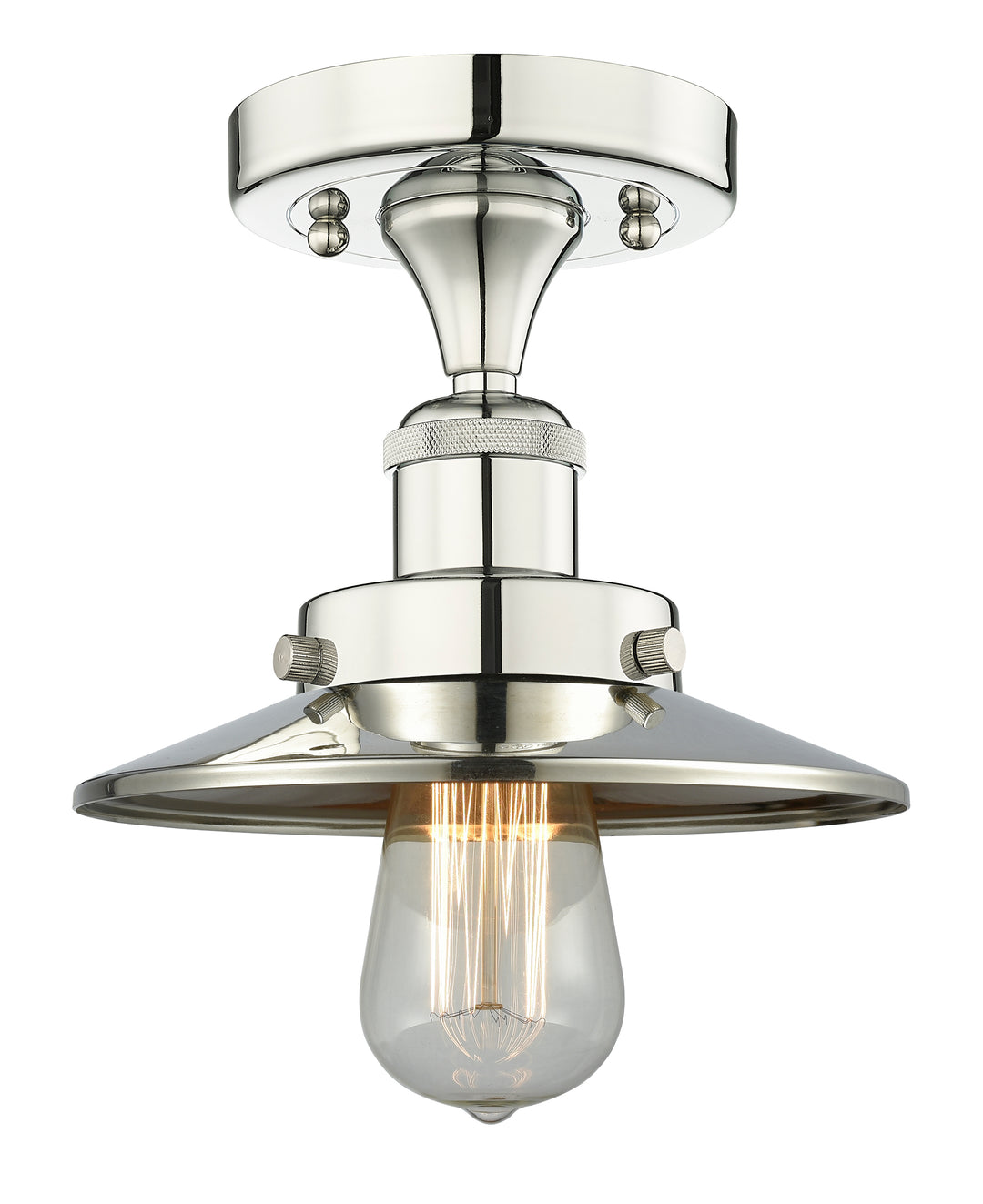 Innovations Lighting Railroad 8" Semi-Flush Mount - Polished Nickel