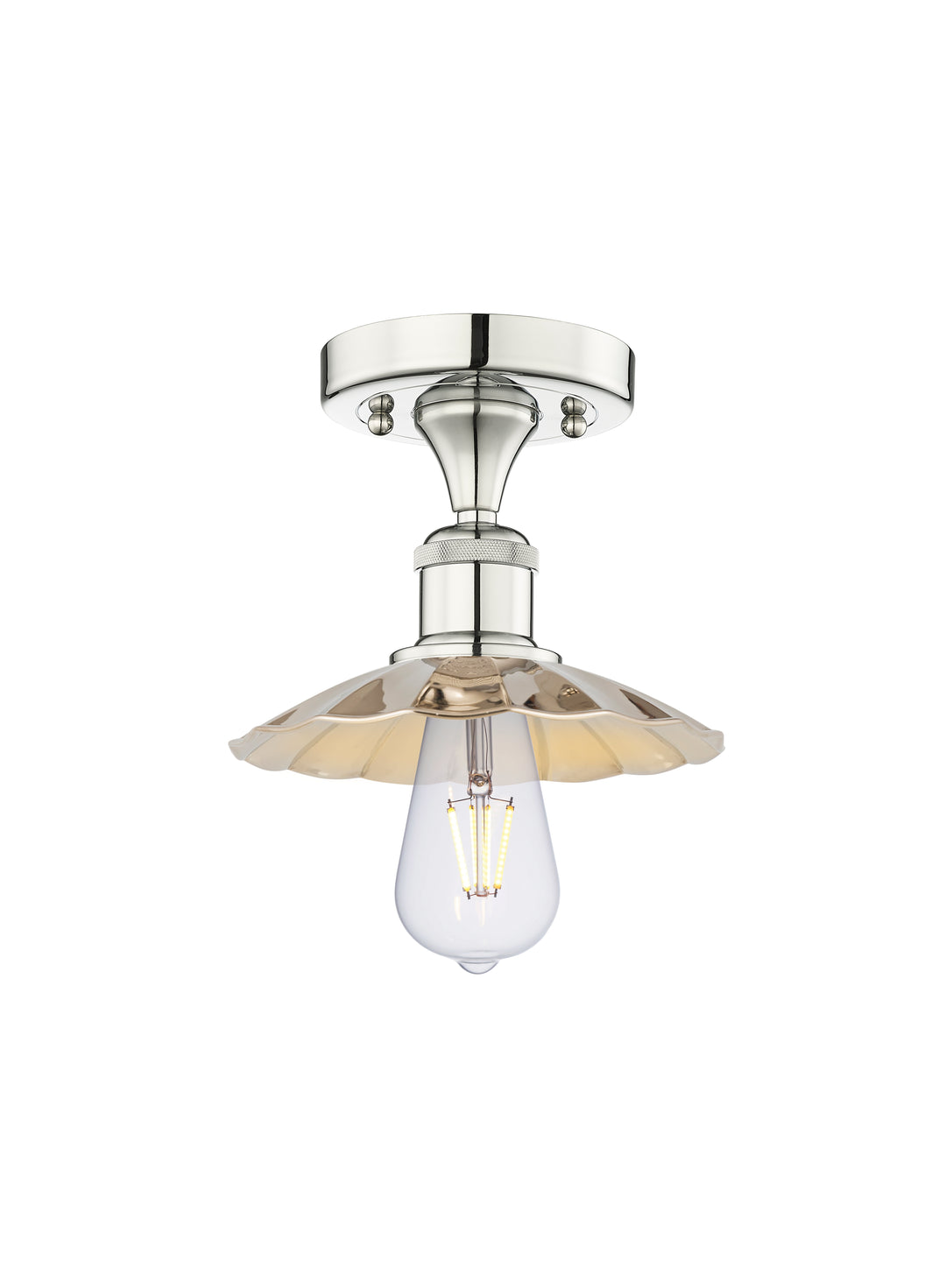 Innovations Lighting Scallop 7.5" Semi-Flush Mount - Polished Nickel Ceiling Semi Flush Mounts Innovations Lighting Default Title  