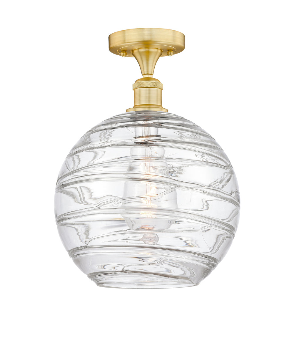 Innovations Lighting Athens Deco Swirl 12" Semi-Flush Mount - Satin Gold Ceiling Semi Flush Mounts Innovations Lighting Clear Deco Swirl ; Glass Type: Transparent  