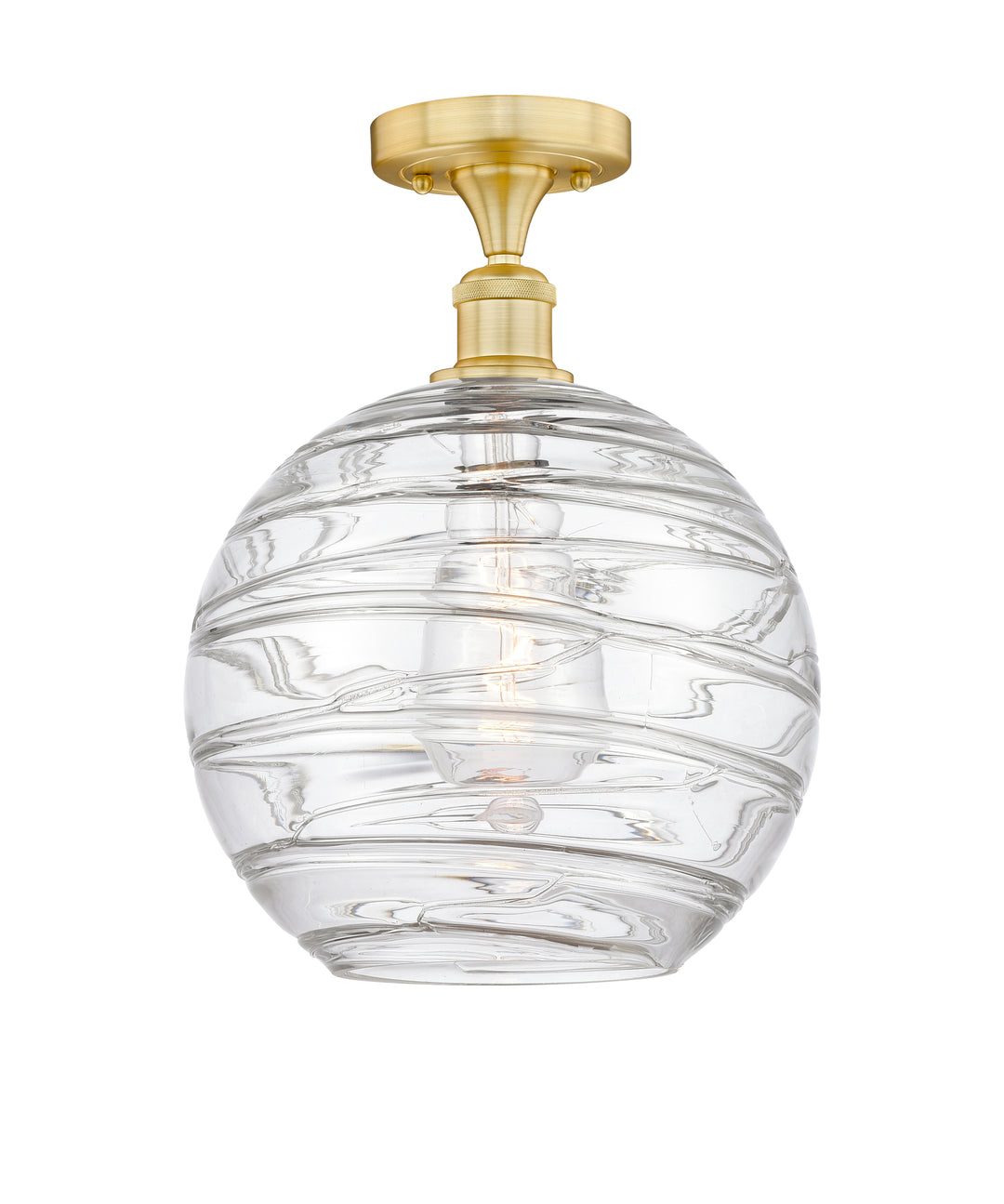 Innovations Lighting Athens Deco Swirl 12" Semi-Flush Mount - Satin Gold Ceiling Semi Flush Mounts Innovations Lighting Clear Deco Swirl ; Glass Type: Transparent  