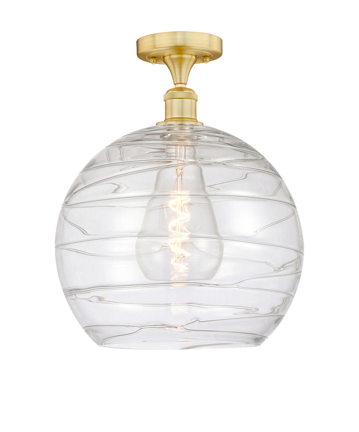 Innovations Lighting Athens Deco Swirl 14" Semi-Flush Mount - Satin Gold Ceiling Semi Flush Mounts Innovations Lighting Clear Deco Swirl ; Glass Type: Clear  