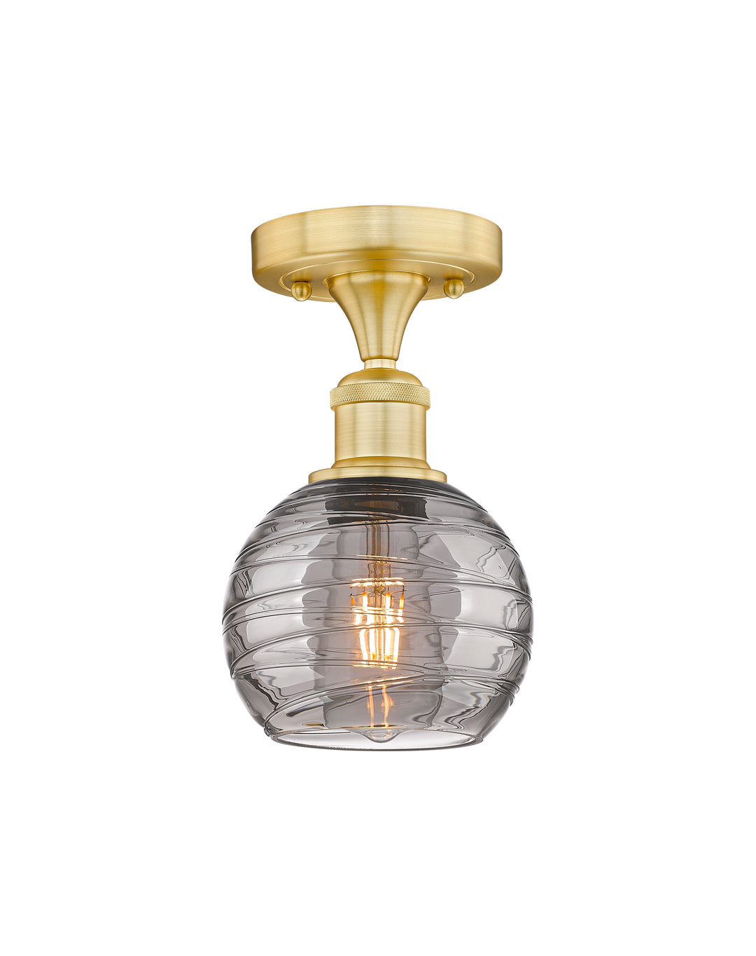 Innovations Lighting Athens Deco Swirl 6" Semi-Flush Mount - Satin Gold Ceiling Semi Flush Mounts Innovations Lighting Light Smoke Deco Swirl ; Glass Type: Smoked  