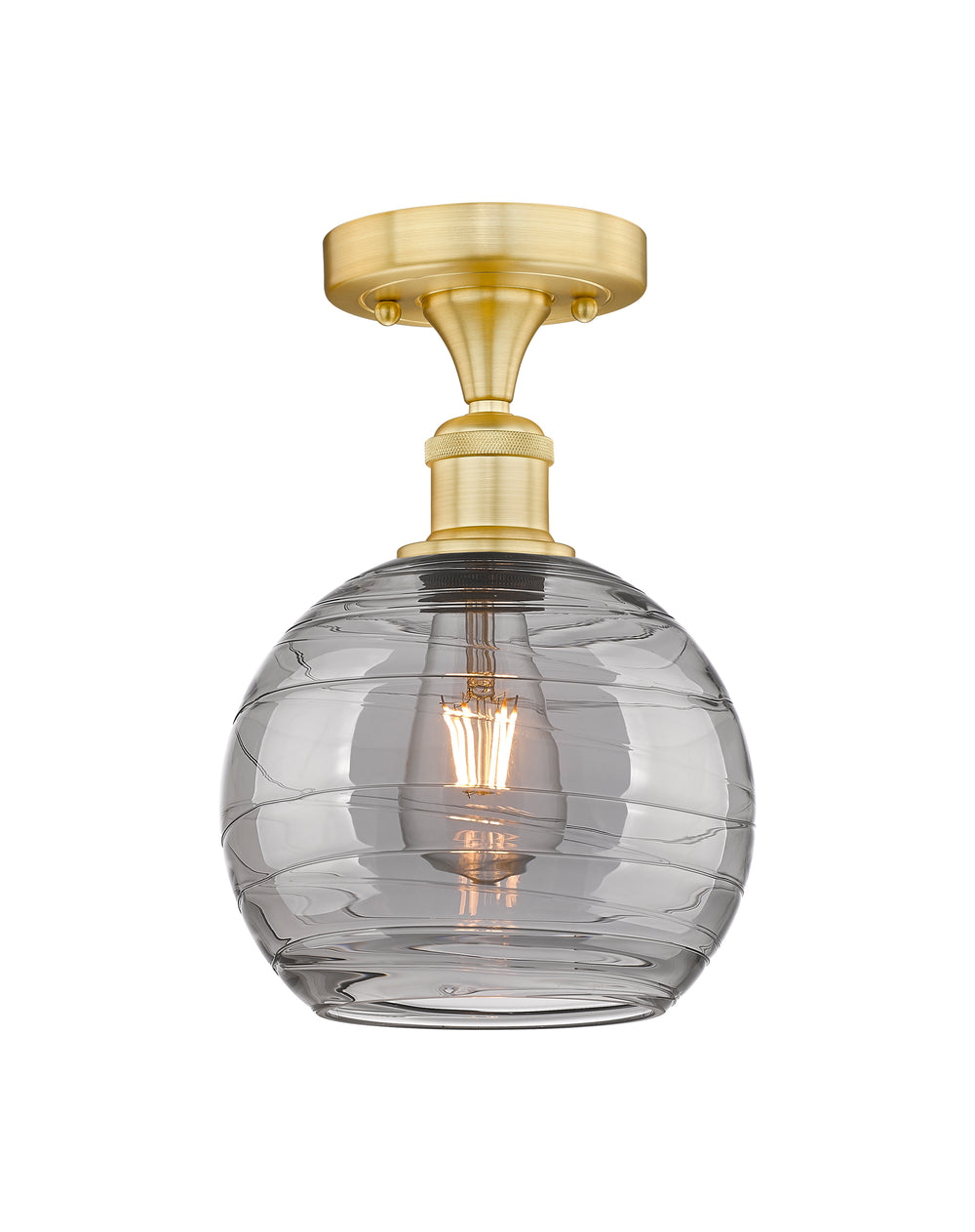 Innovations Lighting Athens Deco Swirl 8" Semi-Flush Mount - Satin Gold Ceiling Semi Flush Mounts Innovations Lighting Light Smoke Deco Swirl ; Glass Type: Smoked  