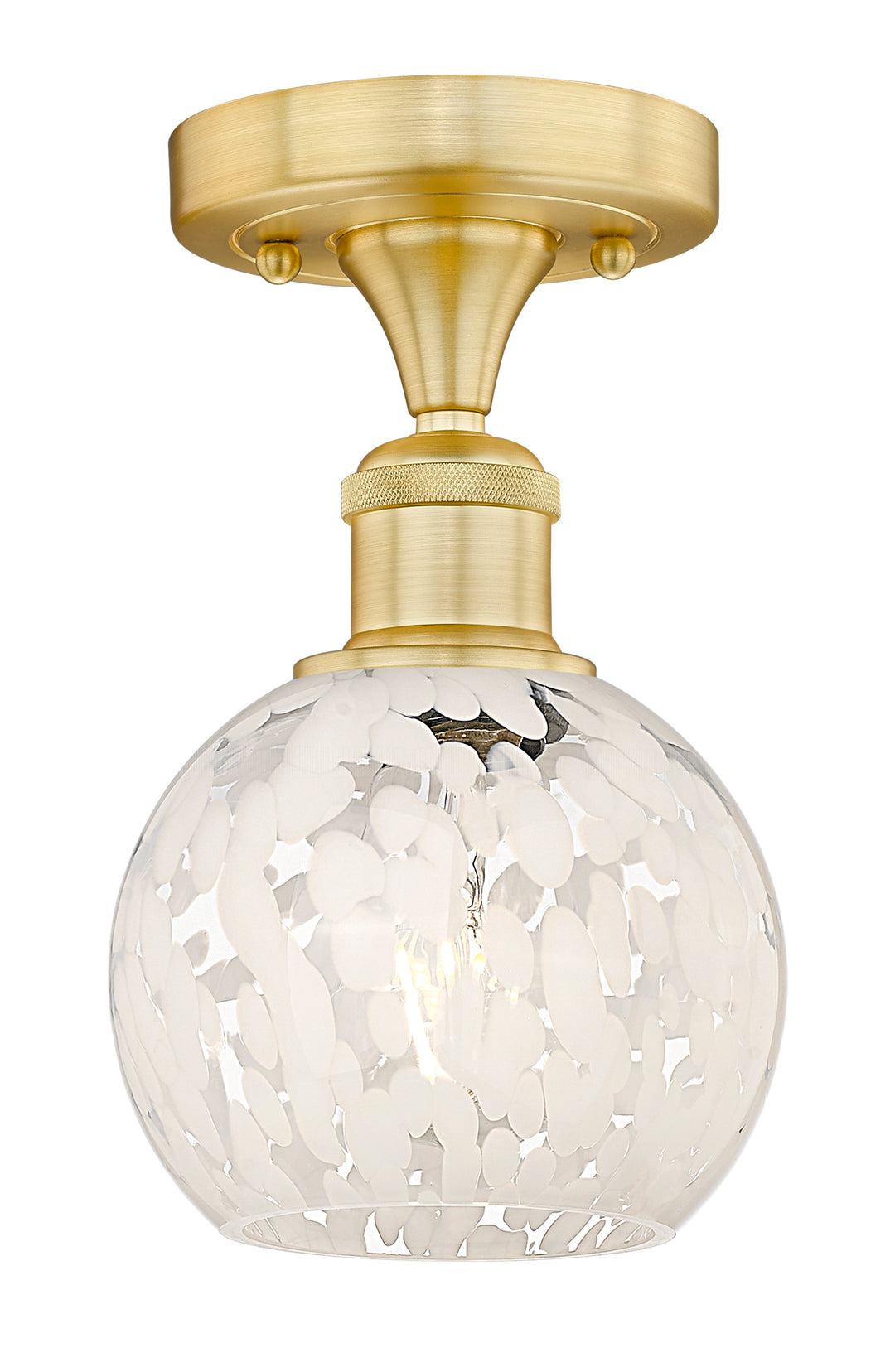 Innovations Lighting White Mouchette 6" Semi-Flush Mount - Satin Gold Ceiling Semi Flush Mounts Innovations Lighting White Mouchette ; Glass Type: White  