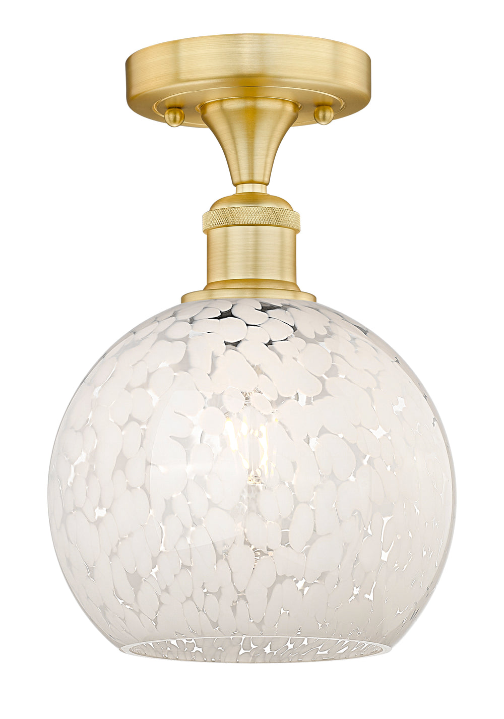 Innovations Lighting White Mouchette 8" Semi-Flush Mount - Satin Gold