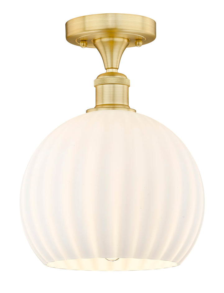 Innovations Lighting White Venetian 10" Semi-Flush Mount - Satin Gold Ceiling Semi Flush Mounts Innovations Lighting White Venetian ; Glass Type: White  