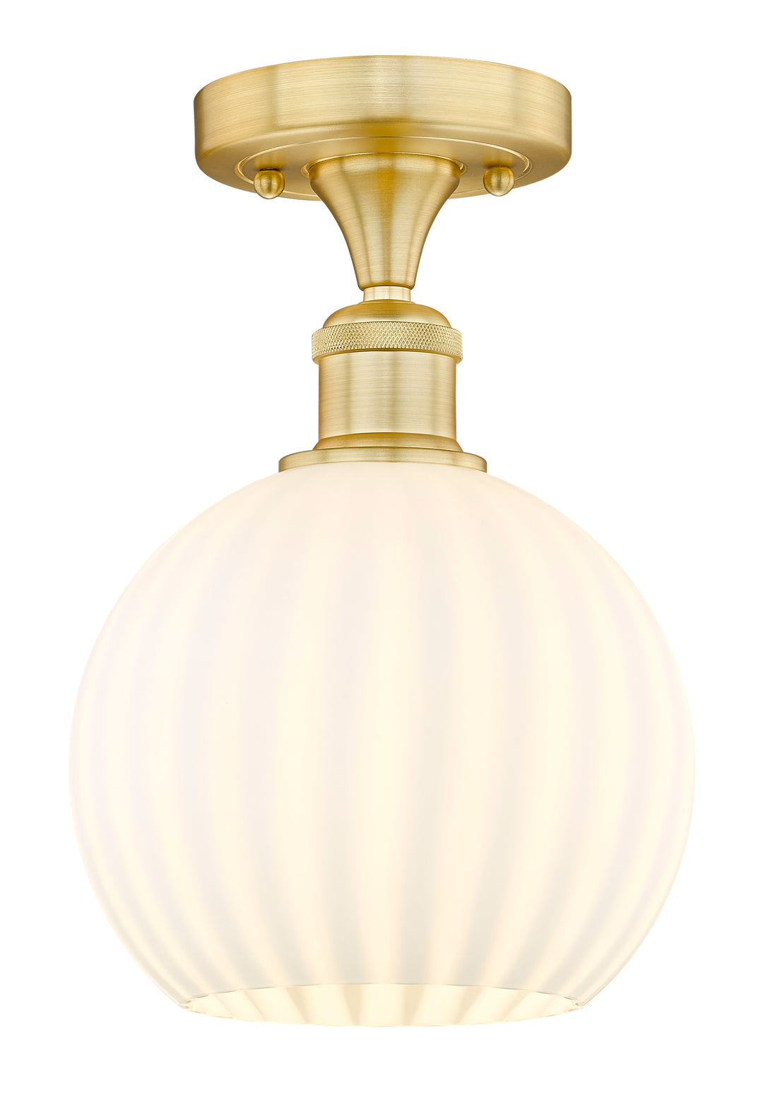 Innovations Lighting White Venetian 8" Semi-Flush Mount - Satin Gold Ceiling Semi Flush Mounts Innovations Lighting White Venetian ; Glass Type: White  