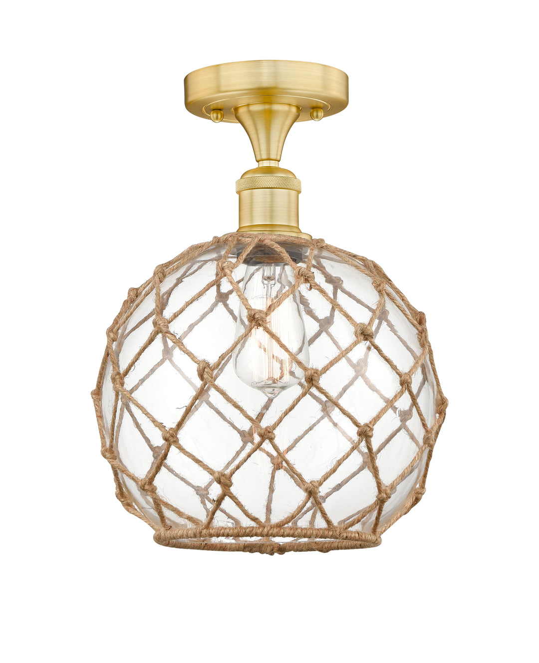 Innovations Lighting Farmhouse Rope 10" Semi-Flush Mount - Satin Gold