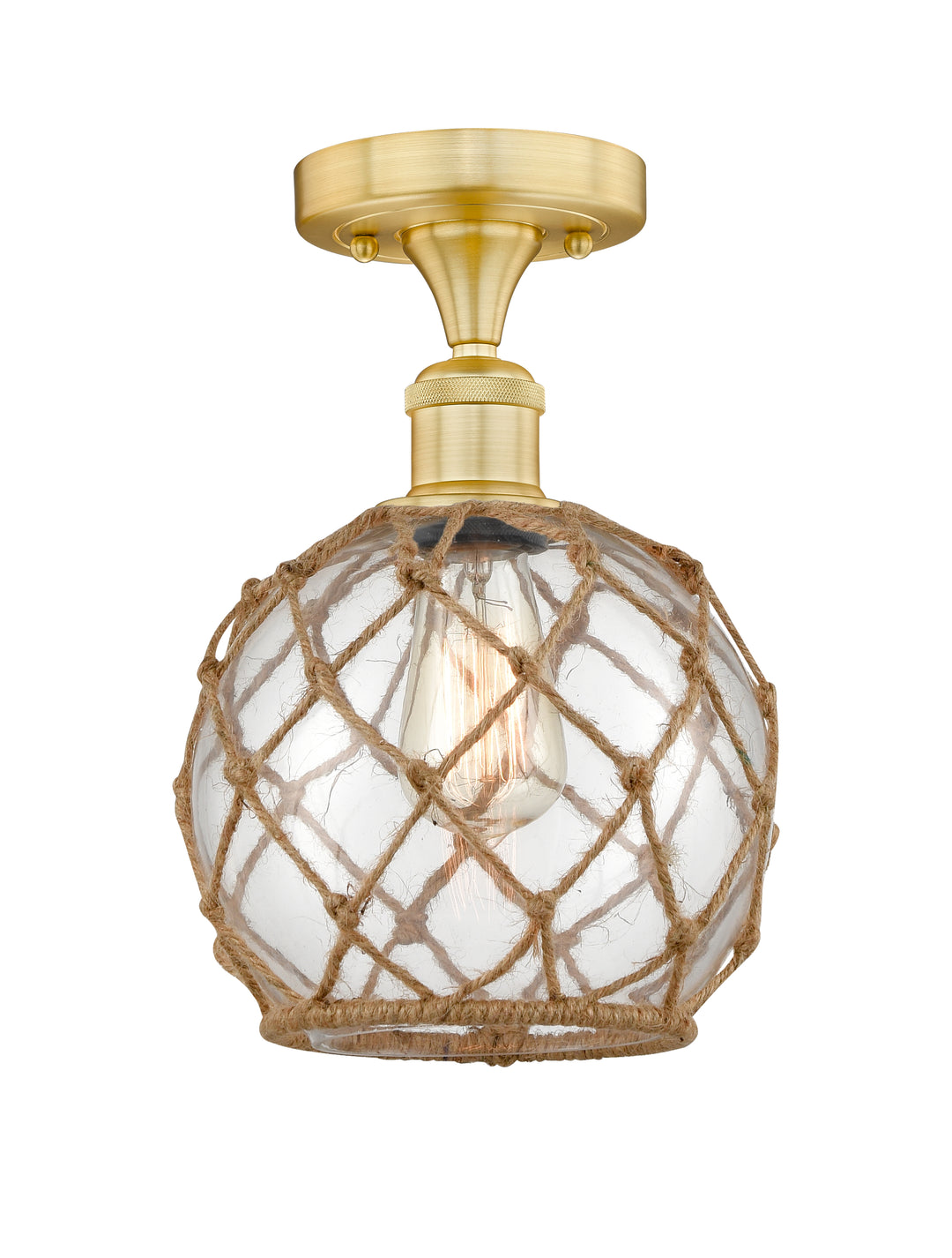 Innovations Lighting Farmhouse Rope 8" Semi-Flush Mount - Satin Gold