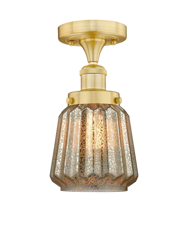 Innovations Lighting Chatham 6" Semi-Flush Mount - Satin Gold Ceiling Semi Flush Mounts Innovations Lighting Mercury ; Glass Type: Mercury; Ribbed  