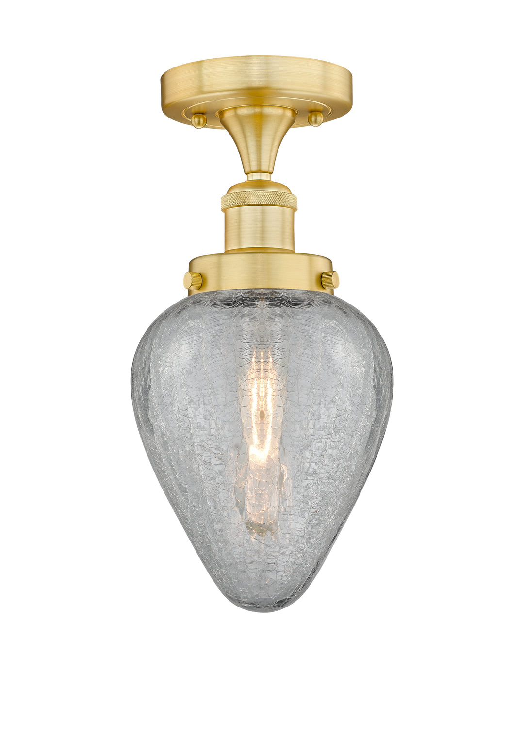 Innovations Lighting Geneseo 6" Semi-Flush Mount - Satin Gold Ceiling Semi Flush Mounts Innovations Lighting Clear Crackled ; Glass Type: Crackled  