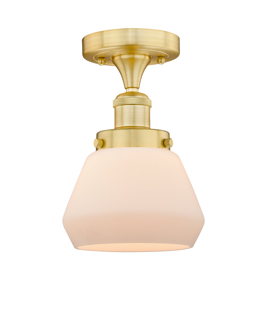 Innovations Lighting Fulton 7" Semi-Flush Mount - Satin Gold Ceiling Semi Flush Mounts Innovations Lighting Matte White ; Glass Type: Frosted  