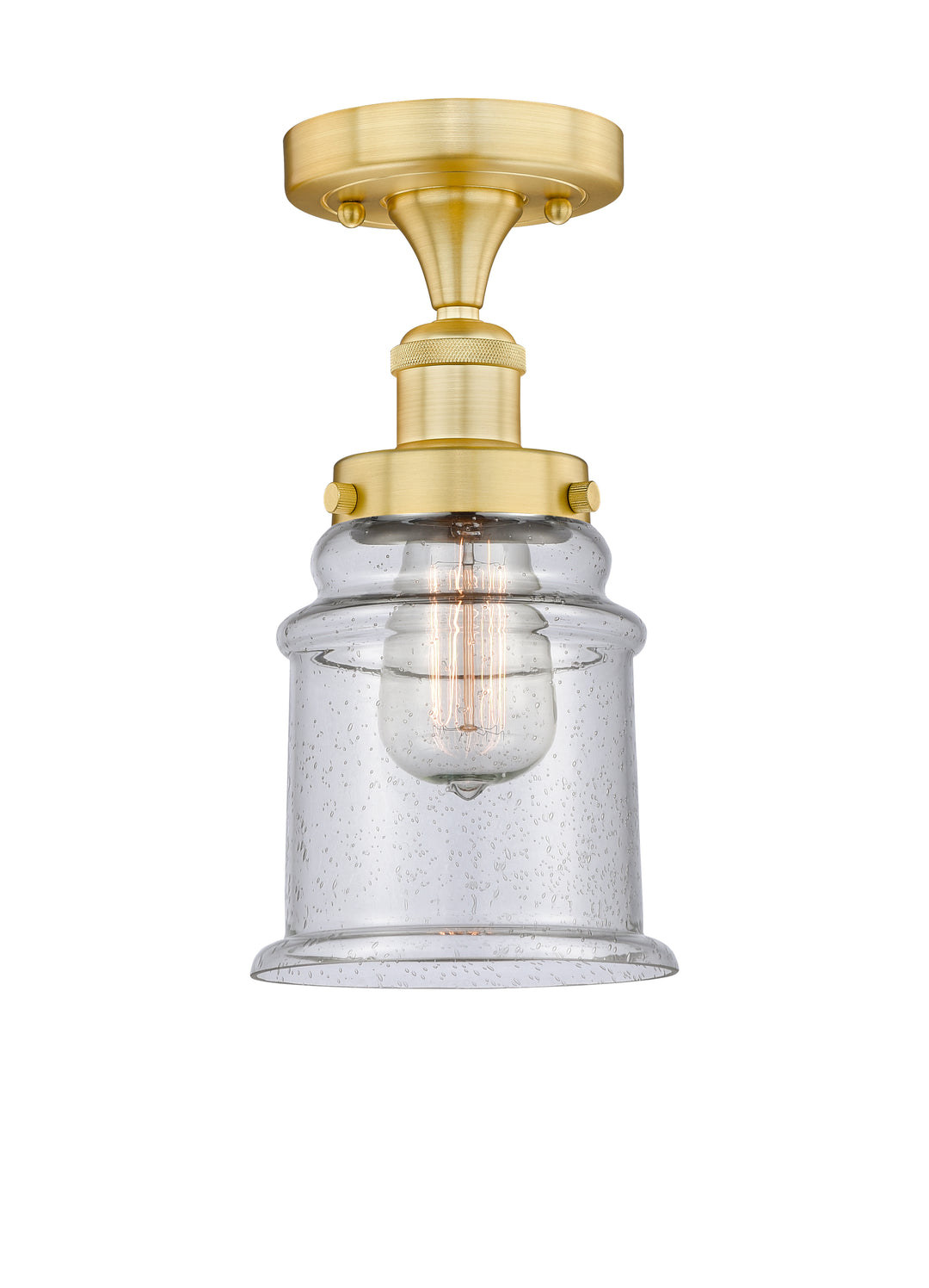 Innovations Lighting Canton 6" Semi-Flush Mount - Satin Gold Ceiling Semi Flush Mounts Innovations Lighting Seedy ; Glass Type: Seeded  