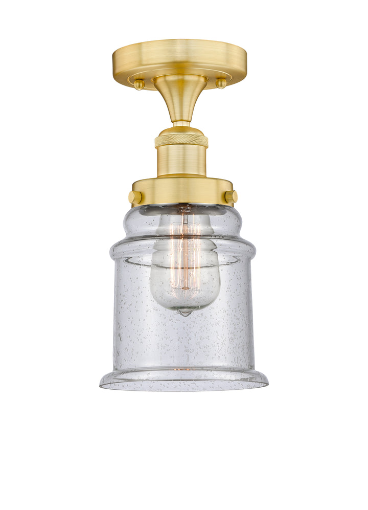 Innovations Lighting Canton 6" Semi-Flush Mount - Satin Gold Ceiling Semi Flush Mounts Innovations Lighting Seedy ; Glass Type: Seeded  