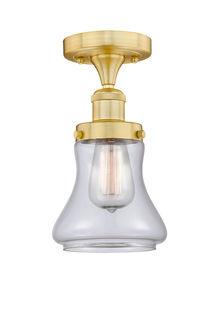 Innovations Lighting Bellmont 6" Semi-Flush Mount - Satin Gold Ceiling Semi Flush Mounts Innovations Lighting Clear ; Glass Type: Transparent; Ribbed  