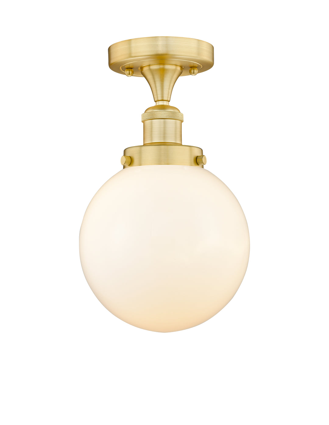 Innovations Lighting Beacon 8" Semi-Flush Mount - Satin Gold Ceiling Semi Flush Mounts Innovations Lighting Matte White ; Glass Type: Frosted  