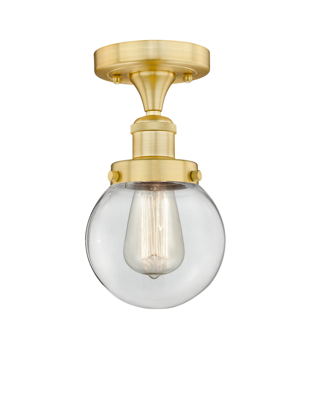 Innovations Lighting Beacon 6" Semi-Flush Mount - Satin Gold Ceiling Semi Flush Mounts Innovations Lighting Clear ; Glass Type: Transparent  