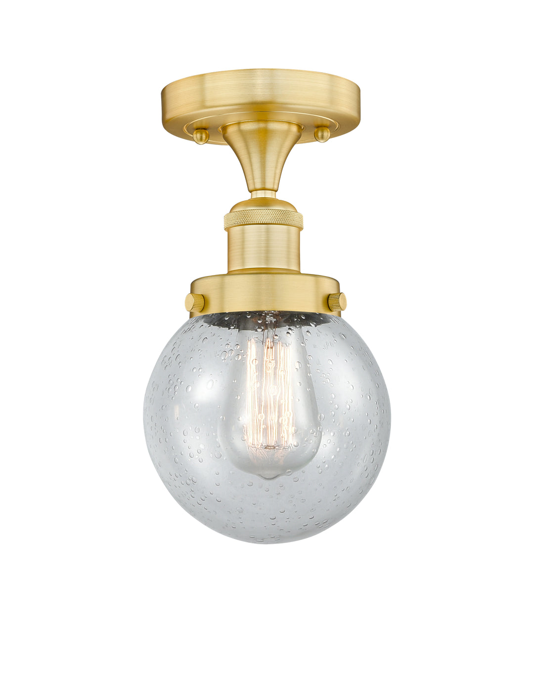 Innovations Lighting Beacon 6" Semi-Flush Mount - Satin Gold Ceiling Semi Flush Mounts Innovations Lighting Seedy ; Glass Type: Seedy  