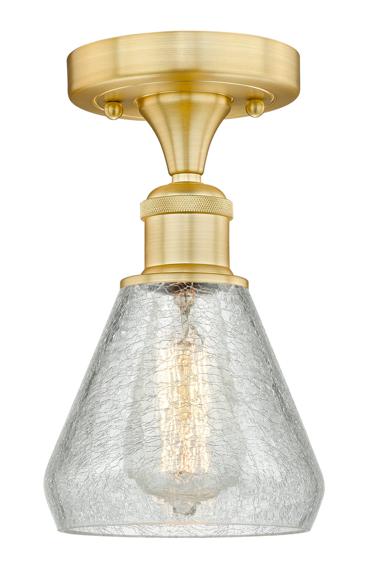 Innovations Lighting Conesus 6" Flush Mount - Satin Gold Ceiling Flush Mounts Innovations Lighting Clear Crackle ; Glass Type: Crackled  