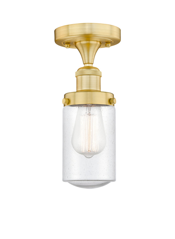 Innovations Lighting Dover 4.5" Semi-Flush Mount - Satin Gold Ceiling Semi Flush Mounts Innovations Lighting Seedy ; Glass Type: Seedy; Ribbed  